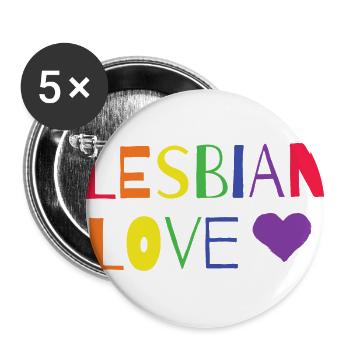 Pride Lesbian Love - Lesbian, Love, Rainbow - Buttons large 2.2''/56 mm (5-pack) - white - Front