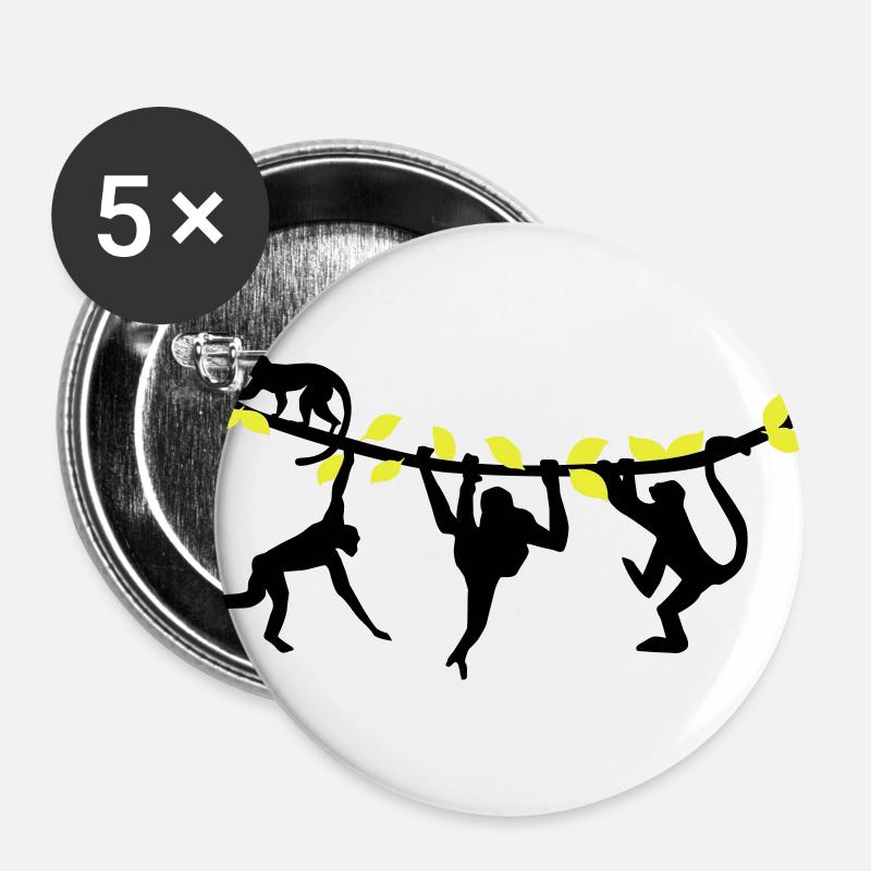 climbing monkeys - monkey - Buttons large 2.2''/56 mm (5-pack) - white