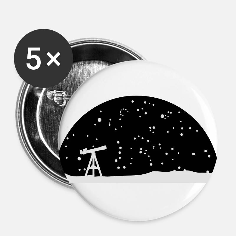 Astronomy, Telescope and stars - Buttons large 2.2''/56 mm (5-pack) - white