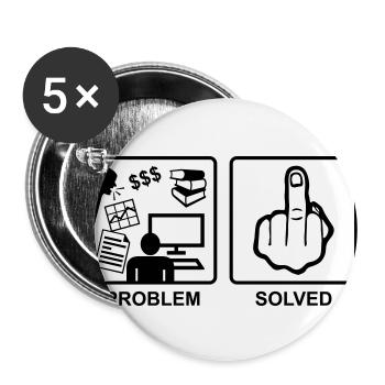 Problem Solved - Finger, Fuck you - Buttons large 2.2''/56 mm (5-pack) - white - Front
