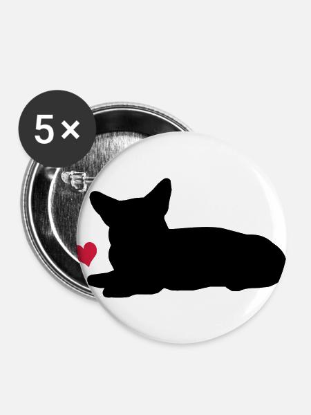 Corgi - Buttons groß 56 mm (5er Pack) - Weiß