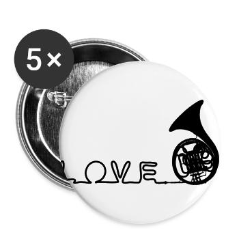 Horn Love * Love Horn * French Horn * I love music - Buttons large 2.2''/56 mm (5-pack) - white - Front