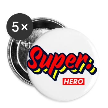 Super hero - Buttons large 2.2''/56 mm (5-pack) - white - Front