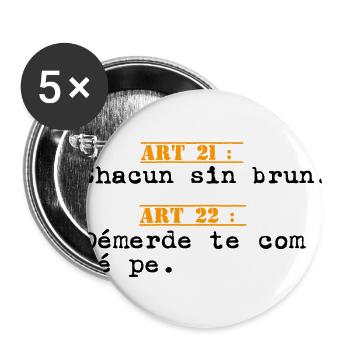 T shirt chti humour article 21 - Lot de 5 grands badges (56 mm) - blanc - Devant
