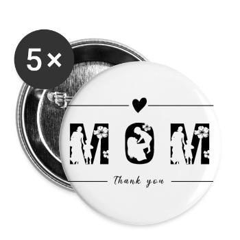 DANKE Mama, Muttertag - Buttons groß 56 mm (5er Pack) - Weiß - Vorne