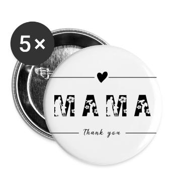 DANKE MAMA, Muttertag - Buttons groß 56 mm (5er Pack) - Weiß - Vorne