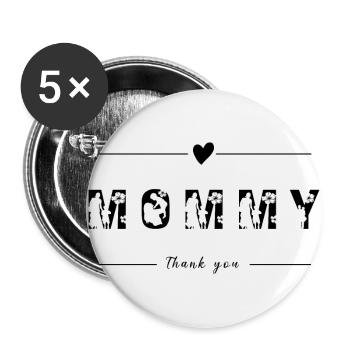 DANKE Mama, Muttertag T-Shirt - Buttons groß 56 mm (5er Pack) - Weiß - Vorne