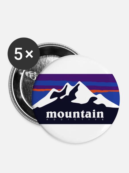Berg süchtig machende Grafik - Buttons groß 56 mm (5er Pack) - Weiß