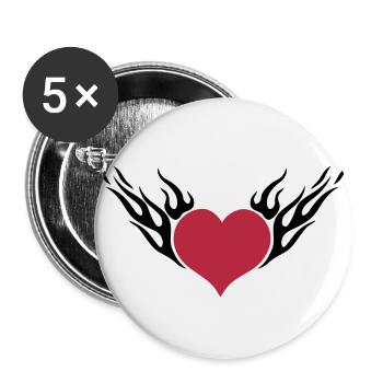 Feuerherz / Fire Heart 2c - Buttons groß 56 mm (5er Pack) - Weiß - Vorne