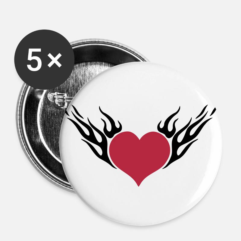 Fire Heart 2c - Buttons large 2.2''/56 mm (5-pack) - white