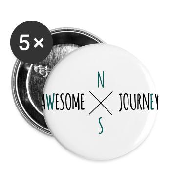 Awesome Journey - T-shirt de voyage (roadtrip) - Lot de 5 grands badges (56 mm) - blanc - Devant