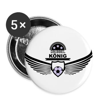 Dribbelkönig dribbeln ballkünstler fußball 2c - Buttons groß 56 mm (5er Pack) - Weiß - Vorne