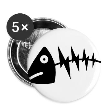 Fischgräte / Fischkopf / Fischkopp / fish bone - Buttons groß 56 mm (5er Pack) - Weiß - Vorne