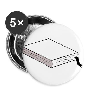Buch - Buttons groß 56 mm (5er Pack) - Weiß - Vorne