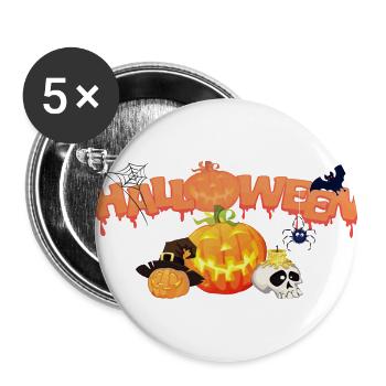 Halloween - Buttons groß 56 mm (5er Pack) - Weiß - Vorne