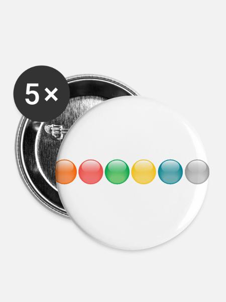 Kugeln bunt - Buttons groß 56 mm (5er Pack) - Weiß