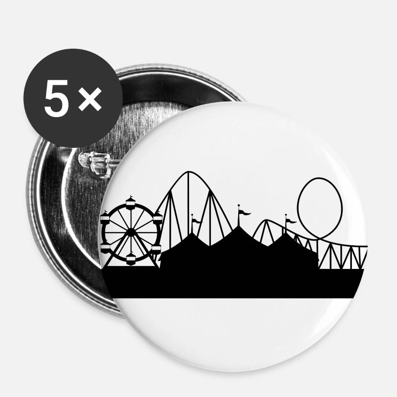 fête foraine - Lot de 5 grands badges (56 mm) - blanc