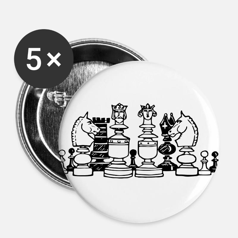 Schach - Buttons groß 56 mm (5er Pack) - Weiß
