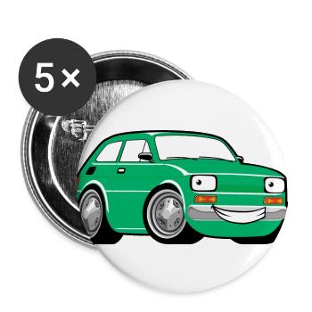 Grüne Rennwagen Karikatur klassisches Kleinkind - Buttons groß 56 mm (5er Pack) - Weiß - Vorne