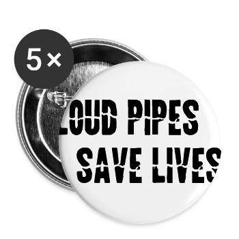 Moto TUYAUX LOUD SAUVER DES VIES cadeau - Lot de 5 grands badges (56 mm) - blanc - Devant