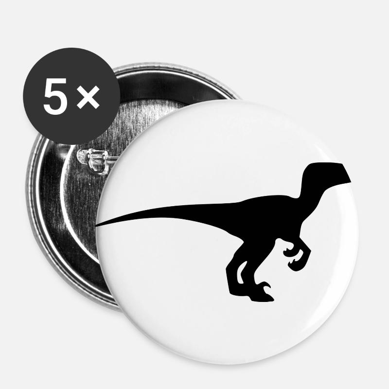 Dinosaurs Velociraptor - Buttons large 2.2''/56 mm (5-pack) - white