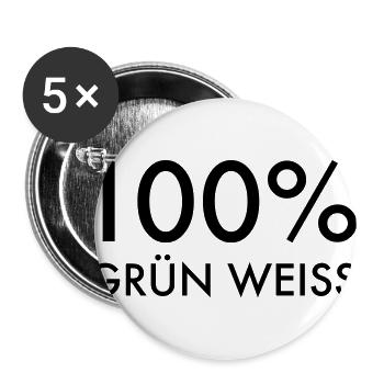 100% grün-weiss | Fussball | Fans | Stadion Bremen - Buttons groß 56 mm (5er Pack) - Weiß - Vorne