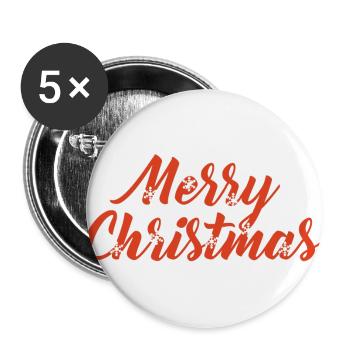 Fröhliche Weihnachten - Buttons groß 56 mm (5er Pack) - Weiß - Vorne