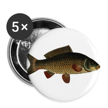 carpe de poissons - Lot de 5 grands badges (56 mm) - blanc - Devant