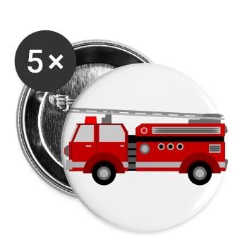 feuerwehr feuerwehrmann firefighter firetruck fire - Buttons groß 56 mm (5er Pack) - Weiß - Vorne