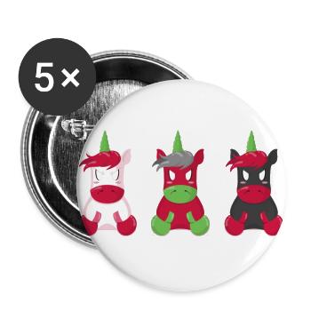 Licorne - Lot de 5 grands badges (56 mm) - blanc - Devant