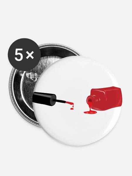 Roter Nagellack/ Nail polish Geschenk/Geschenkidee - Buttons groß 56 mm (5er Pack) - Weiß