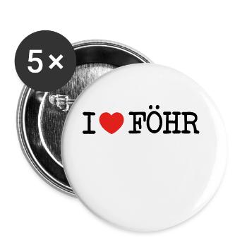 I love Föhr - Buttons groß 56 mm (5er Pack) - Weiß - Vorne