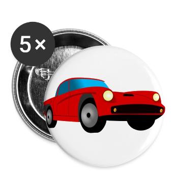 Rotes, stylisches Auto. Geschenkidee - Buttons groß 56 mm (5er Pack) - Weiß - Vorne