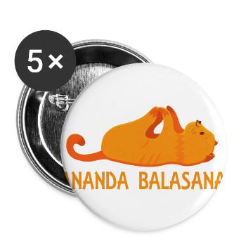 Cool Ananda Balasana Yoga Pose Cat Lover Gifts - Buttons large 2.2''/56 mm (5-pack) - white - Front