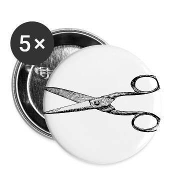 dessin Ciseaux Barber - Lot de 5 grands badges (56 mm) - blanc - Devant