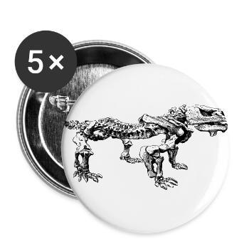 Dinosaurier Skelett Shirt Geschenk - Buttons groß 56 mm (5er Pack) - Weiß - Vorne