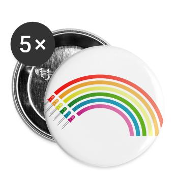 Regenbogen LED Shirt Geschenkidee Sonderangebot - Buttons groß 56 mm (5er Pack) - Weiß - Vorne