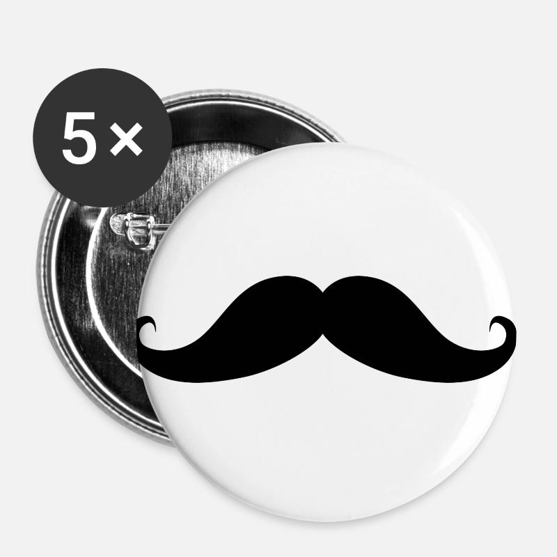 moustache - Buttons large 2.2''/56 mm (5-pack) - white