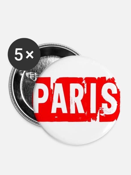 Paris - Buttons groß 56 mm (5er Pack) - Weiß