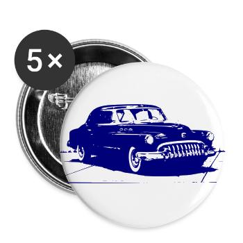 Old Timer in blau - Buttons groß 56 mm (5er Pack) - Weiß - Vorne