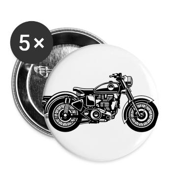 Motorcycle / Classic Motorcycle 04_black white - Buttons large 2.2''/56 mm (5-pack) - white - Front