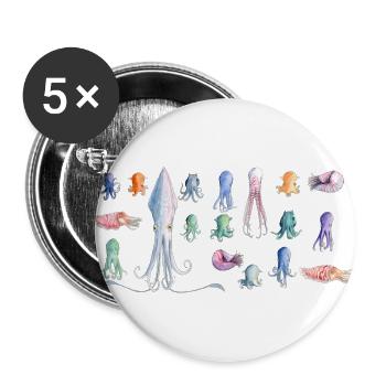 Oktopus rapport - Buttons groß 56 mm (5er Pack) - Weiß - Vorne