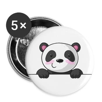 Panda de dessin animé à picots - Lot de 5 grands badges (56 mm) - blanc - Devant