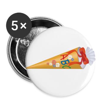 Schultüte zur Einschulung - Buttons groß 56 mm (5er Pack) - Weiß - Vorne