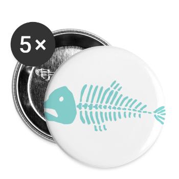 Grätenfisch - Buttons groß 56 mm (5er Pack) - Weiß - Vorne