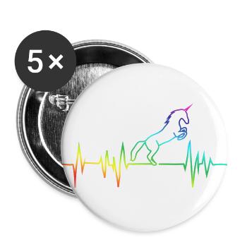 unicorn einhorn glitzer Geburtstag birth geschenk - Buttons groß 56 mm (5er Pack) - Weiß - Vorne