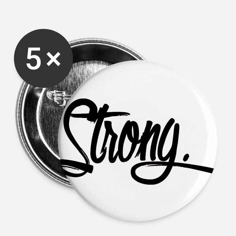strong black - Buttons large 2.2''/56 mm (5-pack) - white