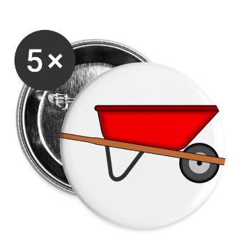 Schubkarre Garten Gärtner - Buttons groß 56 mm (5er Pack) - Weiß - Vorne
