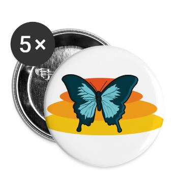 Schmetterling Motte Falter Schmetterlingsflügel - Buttons groß 56 mm (5er Pack) - Weiß - Vorne
