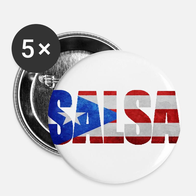 # Salsa Puerto Rico - Buttons large 2.2''/56 mm (5-pack) - white